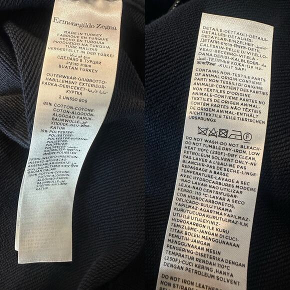 Ermenegildo Zegna Full Zip Up Suede Trim Sweatshirt Navy Sweater Jacket Men's XL - Picture 15 of 16